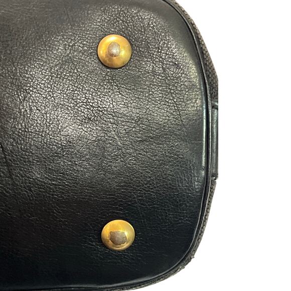 Vintage Yves Saint Laurent Rive Gauche Muse Tote Black Canvas Leather Italy - Picture 14 of 16